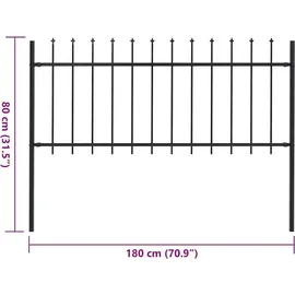 vidaXL Gartenzaun mit Speerspitze Stahl 181 x 80 cm Schwarz