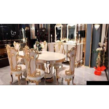 aea Luxus Esszimmer Esstisch Stuhl Holz Tische Tisch Barock Ess Stühle Möbel Gruppe - Gold