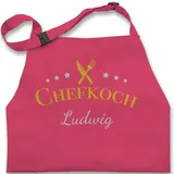 Kinderschürze Schürze Kinder Jungen Mädchen - Kochschürze - Chefkoch mit Name I Geschenk Hobbyköche I Geschenk Kochen - 2-6 Jahre - Pink - küchenschürze kinderkochschürze koch chef - 2-6 Jahre