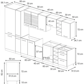 Vicco Küchenzeile Fame-Line 355 cm Dunkelblau Hochglanz/Weiß