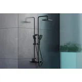 Bernstein Duschsystem Bernstein Thermostat BS371 Schwarz matt inkl. Duschkopf und Handbrause Eckiges Design