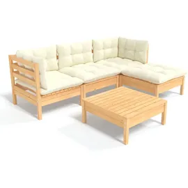 vidaXL Garten-Lounge-Set 5-tlg. creme Kiefernholz