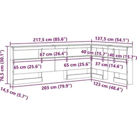 vidaXL Aufbewahrungskopfteil mit Regal Weiß 120 cm Holzwerkstoff