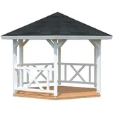 Palmako Pavillon Betty 9,9 m2 Weiß Grundiert 337 cm x 337 cm