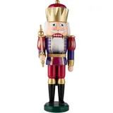 Seiffener Volkskunst Nussknacker König 40 cm Holz Gold/Indigo/Himbeer