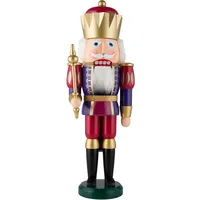 Seiffener Volkskunst Nussknacker König 40 cm Gold/Indigo-Himbeer