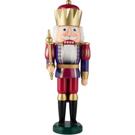 Seiffener Volkskunst Nussknacker König 40 cm Gold/Indigo-Himbeer
