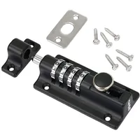 HMF Riegelschloss Türriegel mit 4-stelligem Zahlencode aus Zinklegierung, 12,2 x 4 x 4,8 cm, Schwarz