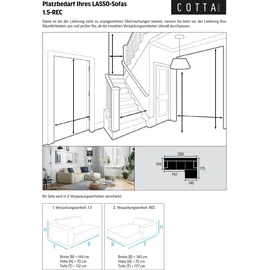 Cotta Ecksofa "Lasso L-Form, XL-Sofa", weiß (ivory), B:288cm, 88% Polyester, 12% Polyamid, Sofas, Ecksofa