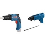 Bosch Professional System Akku Trockenbauschrauber GTB (ohne Akkus und Ladegerät, im Karton) 12 V-11 + GMA 55 Magazinaufsatz + Schnellbauschraube Feingewinde, S-F, 3,9 x 25 mm