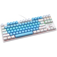 Biojee mechanische Tastatur mit 87 Tasten, Regenbogen-Hintergrundbeleuchtungseffekt | zweifarbige Tastenkappen | braune Schalter, blau und weiß