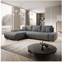 Juskys Sofa Iseo Links mit Schlaffunktion - Stoff Couch L Form für Wohnzimmer - Dunkelgrau