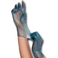 Vinyl-Handschuh, Top-Einweghandschuh, Einmal-Vinylhandschuh, Untersuchungshandschuh, reißfest, gepudert, weiß oder blau, Farbe:blau, Größe:L