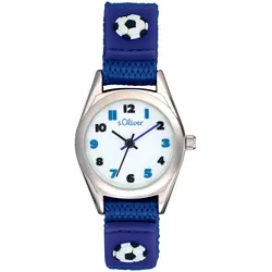 Quarzuhr S.OLIVER, blau, Armbanduhren, Kinder, Armbanduhr, Kinderuhr, Jungen, Fußball, Geschenkidee