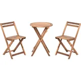 Beliani Balkonset Braun Akazienholz 3-teilig Runder Balkontisch mit 2 Stühlen Klappbar Rustikal Outdoor Balkon Terrasse Garten