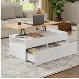 STILVORA Couchtisch Wohnzimmertisch mit Stauraum Sofatisch Beistelltisch mit 2 schubladen (Satztisch, Wohnzimmertisch, 1-St., 2 schubladen), Verstecktem und halboffenem Stauraum