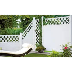 Kunststoffzaun München 180 x 150 cm – Kunststoff Sichtschutz, Weiß – Zaunelement in elegantem Design – Sichtschutzzaun für Garten & Terrasse