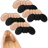 Fersenpolster Schuheinlagen -[4 Paar]Selbstklebend Fersenschutz Fersenkissen für zu große Schuhe & Stiefel Schuhfüller Heel,Gegen Reibung Heel Pads für Männer Frauen.(2 Schwarz/2 Beige)