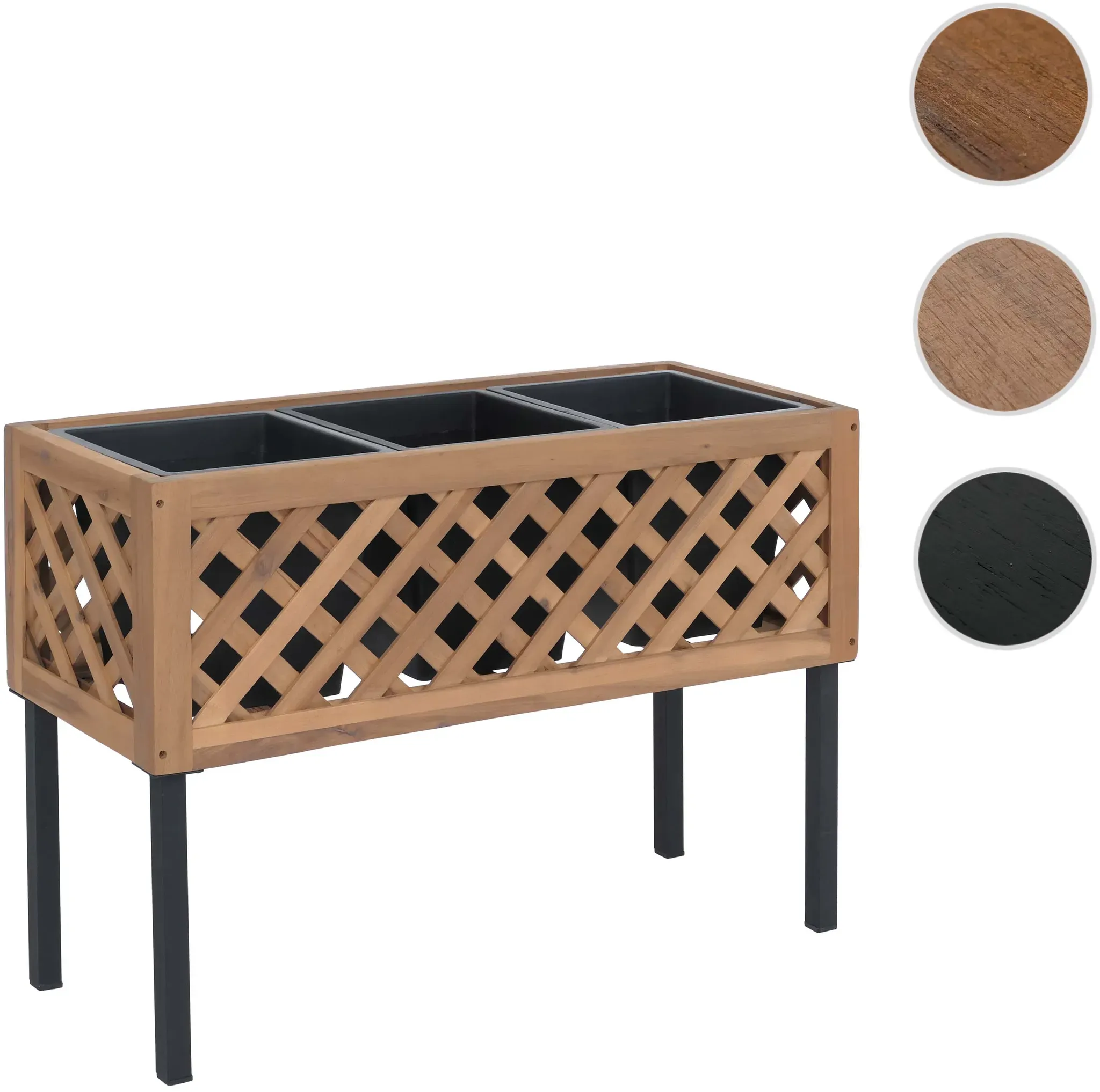 Hochbeet HWC-P86, Blumen-/Pflanzkasten Pflanzgefäß, In-/Outdoor Akazie Holz FSC®-zertifiziert 59x82x32cm ~ hellbraun