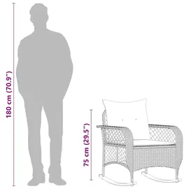 vidaXL Garten-Schaukelstuhl mit Kissen Schwarz Poly Rattan