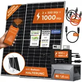 Solarway® 1000W Balkonkraftwerk mit Speicher 800W komplett Steckdose - neuester 800 Watt Wechselrichter - 1,6 kWh Anker Solix 1-500W Solarmodule & Envertech & Anker