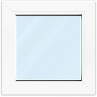Kellerfenster 50 x 50 cm, Kunststoff, Kömmerling 70 AD, Weiß, 500 x 500 mm, festverglast individuell online konfigurieren