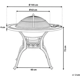 Beliani Gartentisch Dunkelbraun Metall Grillfunktion Elegant Bistromöbel
