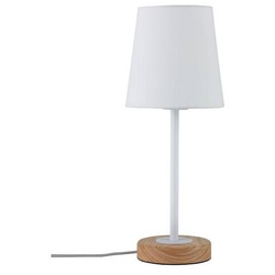 Neordic Tischleuchte Stellan E27 max. 20W Weiß Holz Stoff Metall Holz