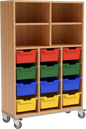 Schrank mit 12 hohen Schüben und 4 Fächer oben