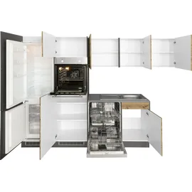 kochstation Winkelküche L-Form 290 cm grau