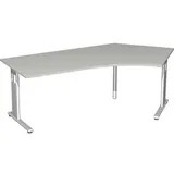 Geramöbel Flex Schreibtisch lichtgrau L-Form, C-Fuß-Gestell silber 216,6 x 113,0 cm