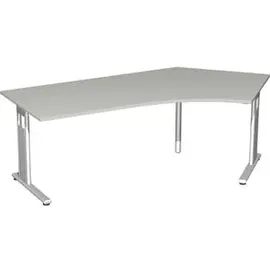 Geramöbel Flex Schreibtisch lichtgrau L-Form, C-Fuß-Gestell silber 216,6 x 113,0 cm