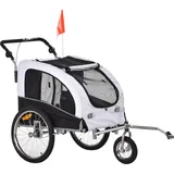 PawHut Hundeanhänger Jogger Fahrradanhänger Hunde Hunde-Fahrradanhänger Weiß+Schwarz 155 x 83 x 108 cm   Aosom