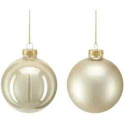 Weihnachtskugel  6er Set   , creme , Glas,Aluminium