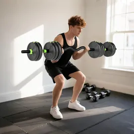 sportnow Hantelset verstellbar 20 kg Kurzhanteln grün