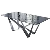 DeLife Esstisch Edge 200x100 Reliefglas Rauchschwarz 3D-Design Spider Flachstahl Edelstahl