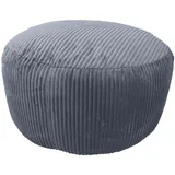 Relaxdays Pouf, Cord, HxD: 35 x 50 cm, Polystyrol-Füllung, Bodensitzkissen rund, Wohnzimmer Hocker, Sitzpouf, dunkelgrau