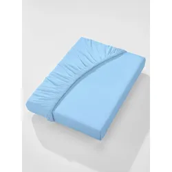 Betttuch WÄSCHEPUR Gr. 1, blau (hellblau), B:90-100cm L:190-200cm, Single-Jersey, 100% Baumwolle, Laken