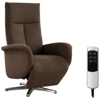 CAVADORE TV-Sessel Juba mit Akku / Pflegeleichter Fernsehsessel mit elektrisch verstellbarer Relaxfunktion / 2 E-Motoren / 75 x 112 x 82 / Soft Clean Bezug, Braun