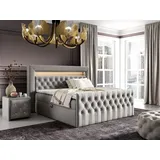 Fun Möbel Boxspringbett Schlafzimmerbett SEVRA Nr.1 180x200cm in Elisa Velvet Hellgrau