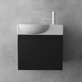 Alpenberger Waschtisch mit Unterschrank | Keramik Waschbecken Badunterschrank vormontiert | Badmöbel Set mit Soft-Close-Funktion Badezimmer