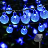 LQWELL LQWELL® Solar Lichterkette Aussen 3M 10LED 8 Modi für Innen und Aussen Kettenlicht Kristall Kugeln IP44 Wasserdicht Garten Terrasse Balkon Hochzeit Party Fenster (Blau)