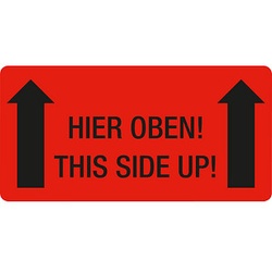 250 EICHNER Warnetiketten rot »Hier oben!« 100,0 x 50,0 mm