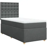 vidaXL Boxspringbett mit Matratze Dunkelgrau 100x200 cm Stoff