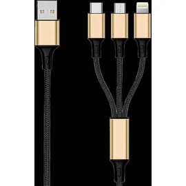 2Go 797152 USB Kabel 3 m USB B USB C/Micro-USB B/Lightning Schwarz, Gold