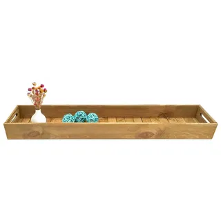 Spetebo XXL Holz Dekotablett, Rechteckig - 95 x 18 cm - Serviertablett extra lang mit Griffen - Kerzentablett Servierschale Tisch Deko Servier Kerzen Brett Weihnachten