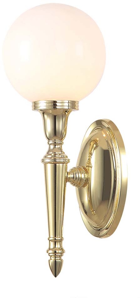 Wandlampe Leuchte Spiegellampe LED Badezimmerleuchte messing poliert Glas Kugel