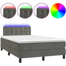 vidaXL Boxspringbett mit Matratze & LED Dunkelgrau 120x200 cm Samt
