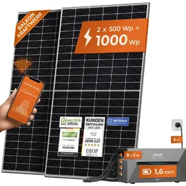solarway All In One Balkonkraftwerk 1000 W / 800 W inkl. 1,6 kWh Anker Solix 2 Pro Speicher
