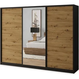 masseno Schwebetürenschrank SORE 270 x 205 x 58 cm Schwarz